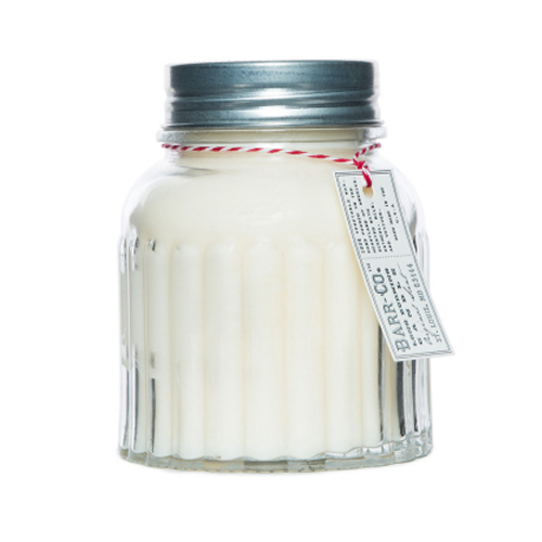 Barr-Co. original scent apothecary glass jar candle- blend of milk, oatmeal, vanilla and vetiver 