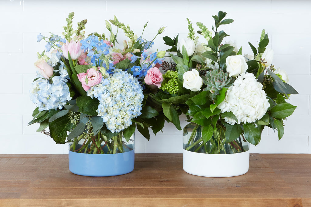 Denim Colorblock Blue Flower Vase by etúHOME with flower display