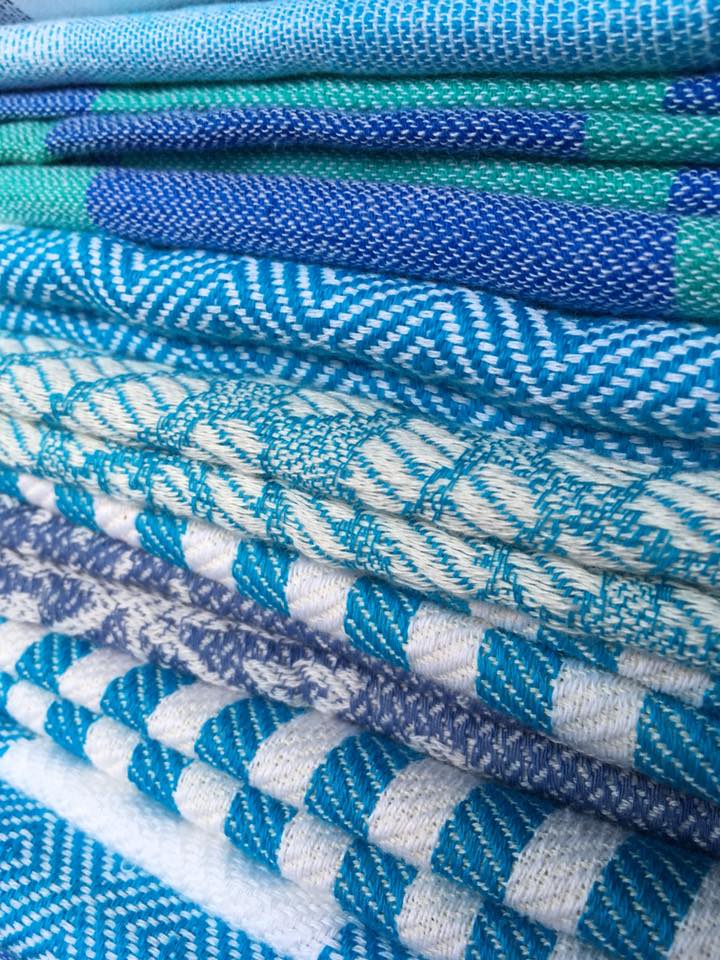 stacked blue tone Mandalina Luxe Turkish Towels