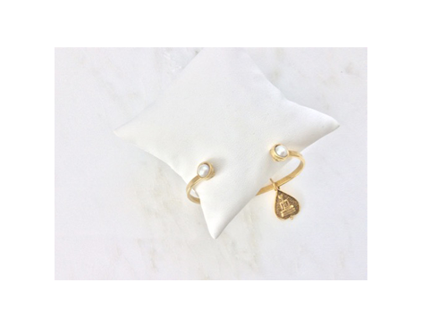 Brass and Gold Pearl 'Venus' Adjustable Bracelet | Chelsea Bond Jewelry