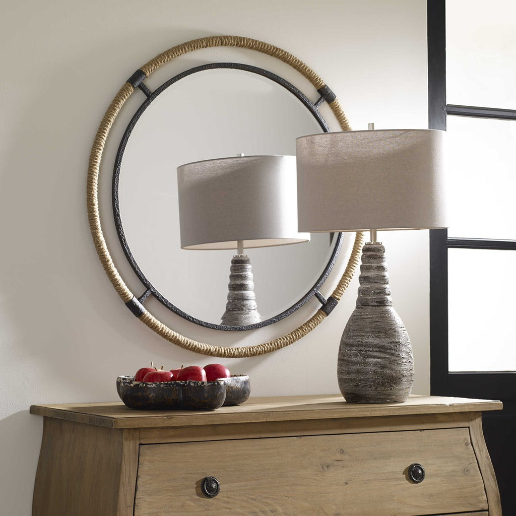 Melville Round Mirror by Uttermost room setting view