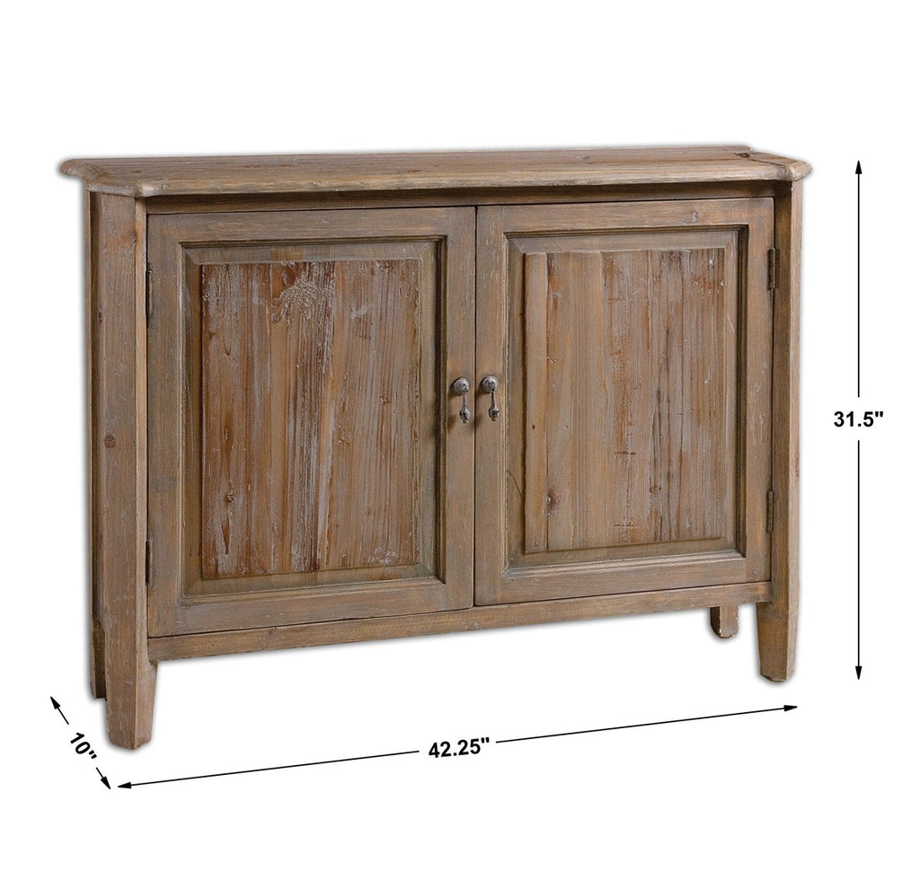 Uttermost Altair 2 door wood cabinet with adjustable shelf measurements