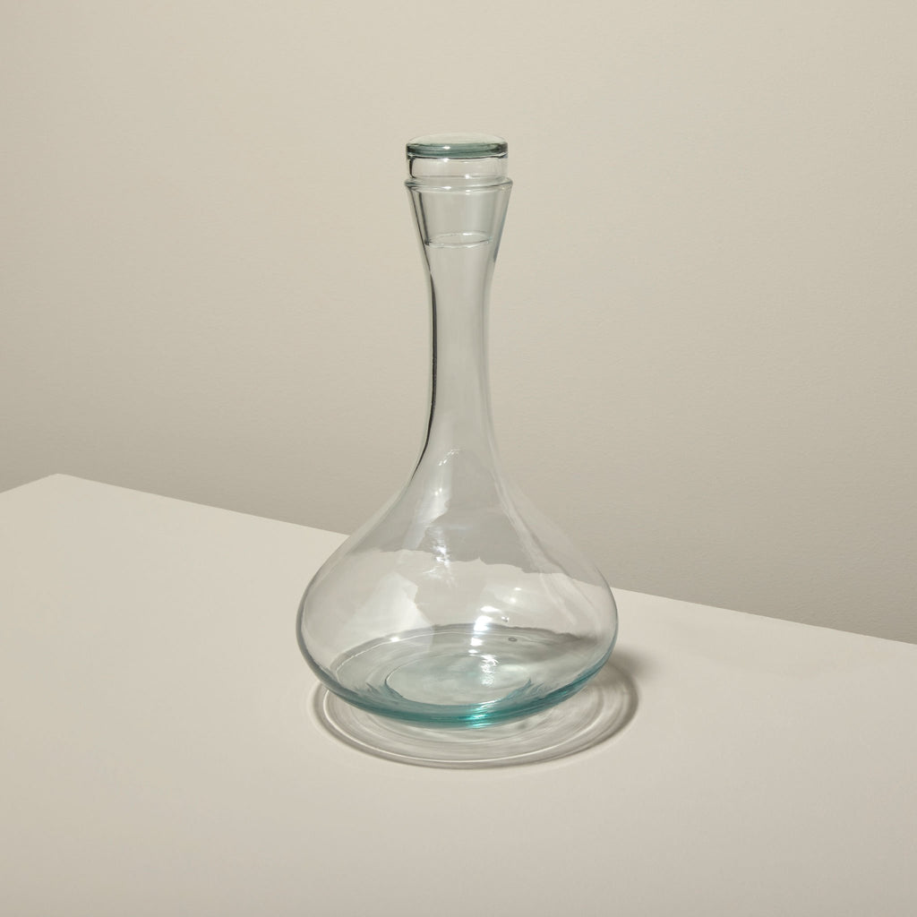 Premium handblown recycled glass decanter with lid by BeHome
