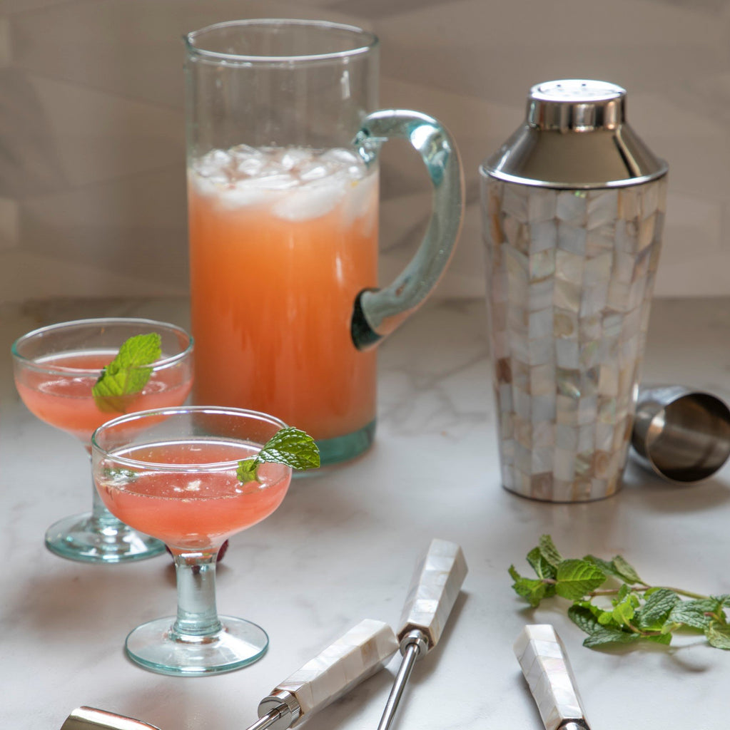Recycled glass pitcher by BeHome in use bar scene