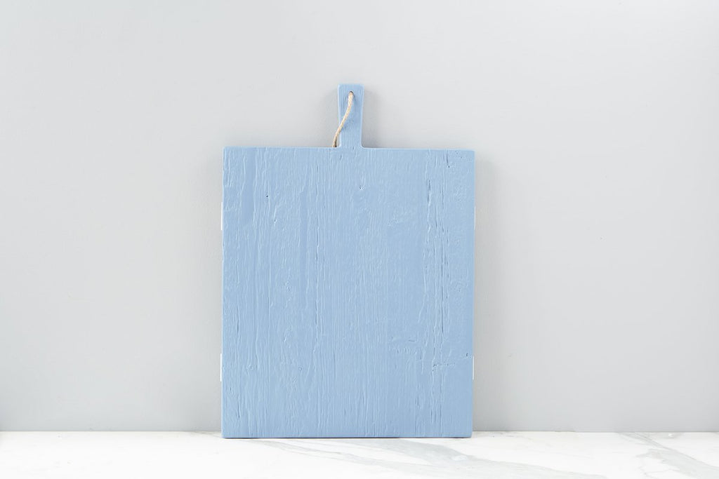 Back view of blue and white rectangle mod charcuterie board Caitlin Wilson collaboration by etúHOME 