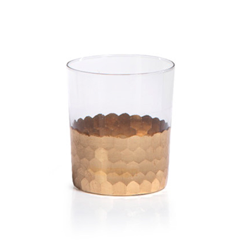 Fez Cut Glass Tumbler with Gold Leaf: By ZODAX