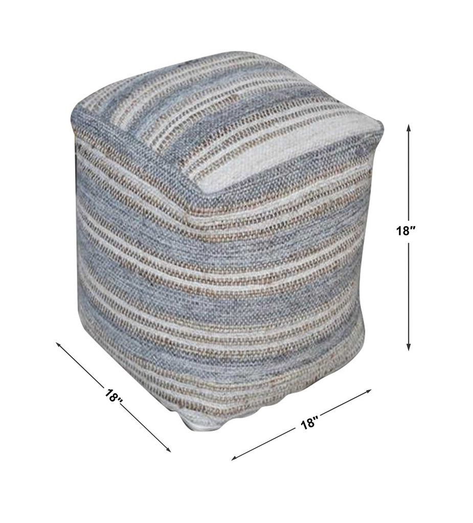 Mesick Pouf By Uttermost in coastal and earth tones with measurements  