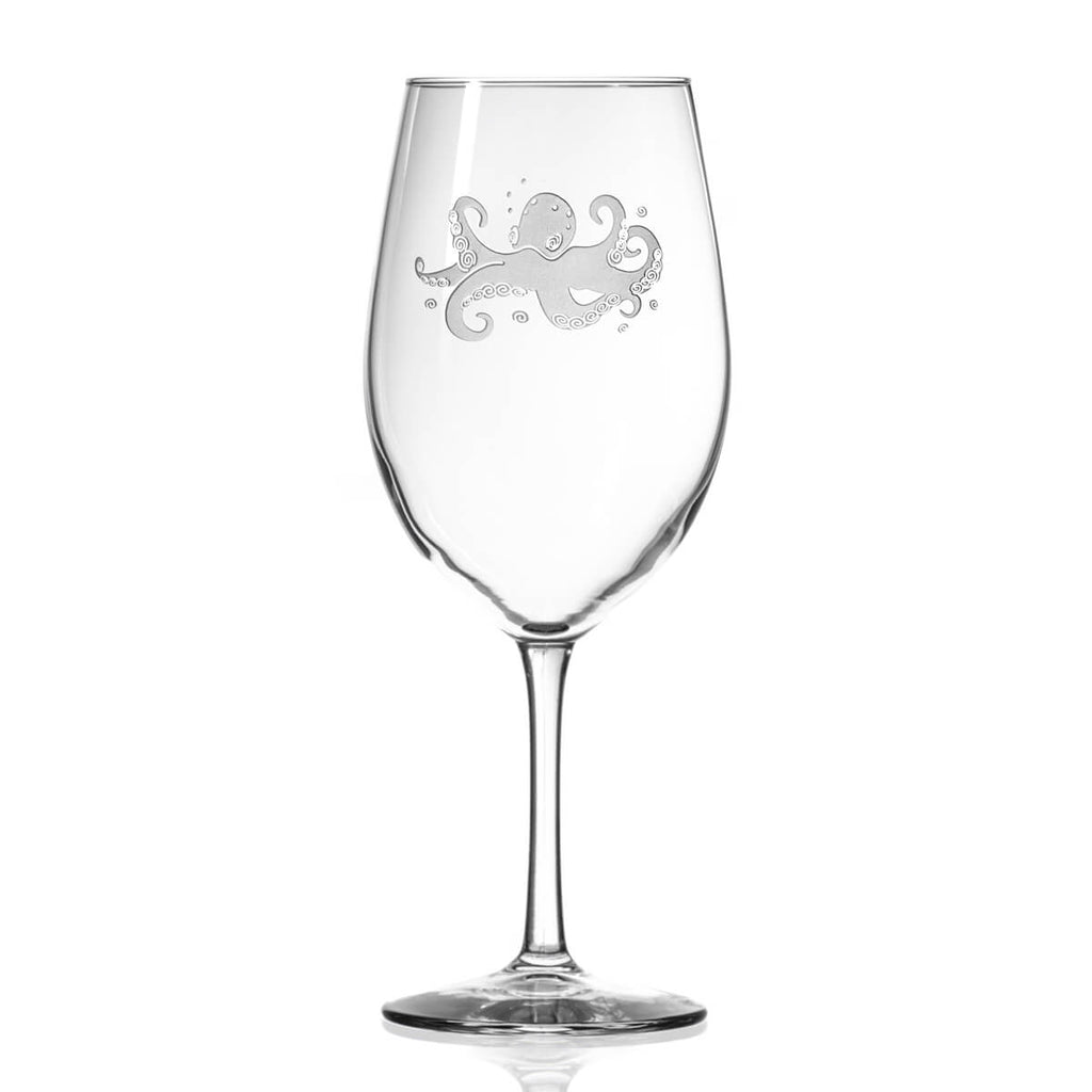 Sand Etched Octopus 18 oz. Wine Glass