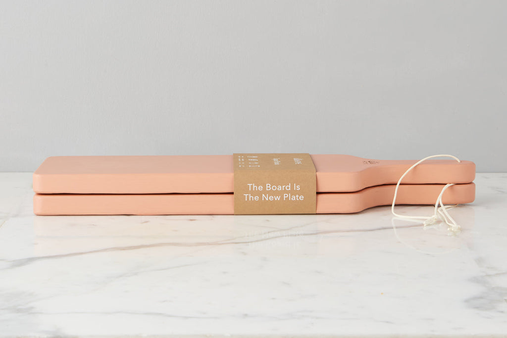 Set of 2 Blush Tapas Plank Set | etúHOME. Great for entertaining or gifting. Side view.