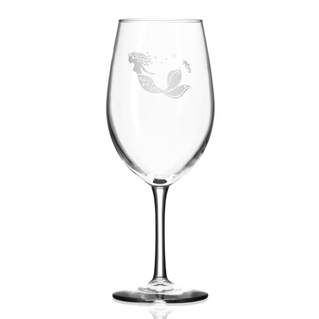 Sand Etched Mermaid 18 oz  Wine Glass