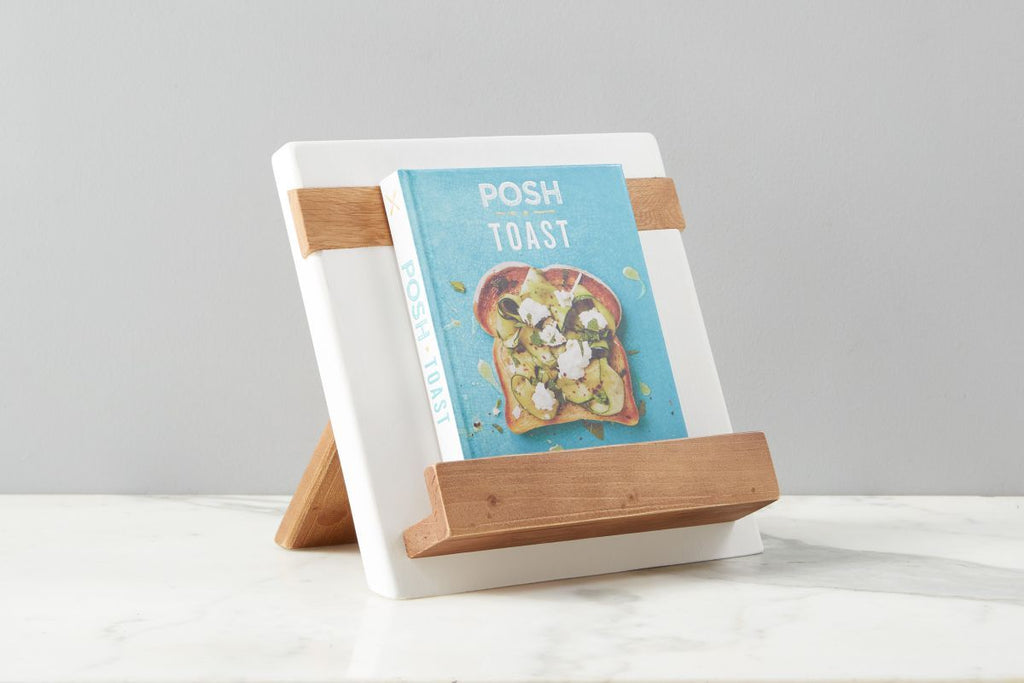 White Mod iPad / Cookbook Holder by etúHOME with book display