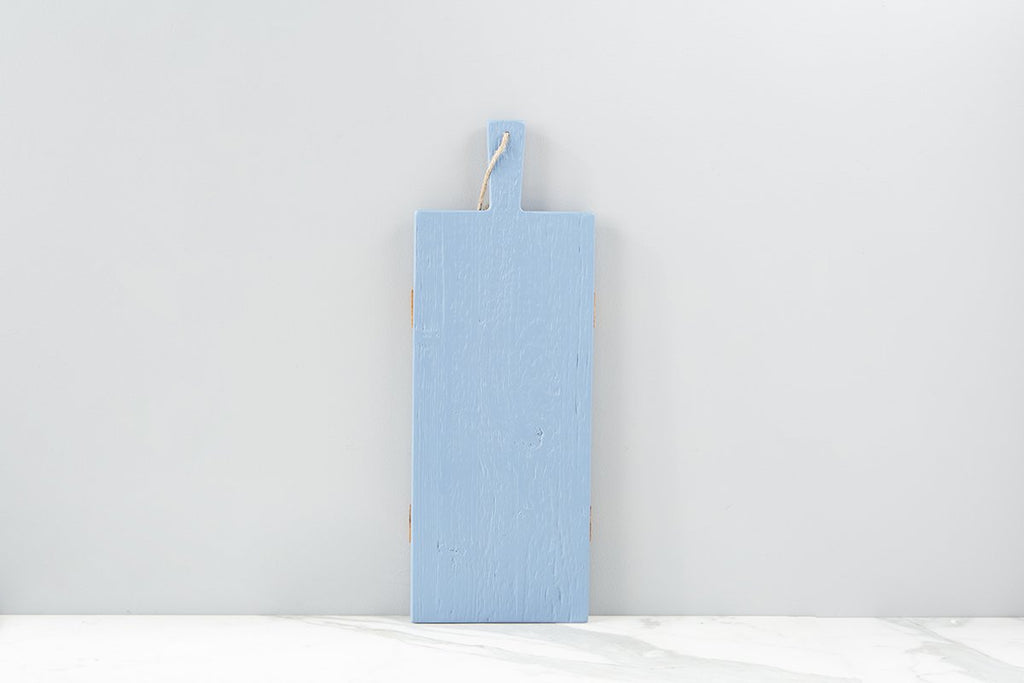 Back of 2 Piece Set of Caitlin Wilson French Blue Rectangle Mod Charcuterie Board, Small: by etúHOME. Tapas serving board.